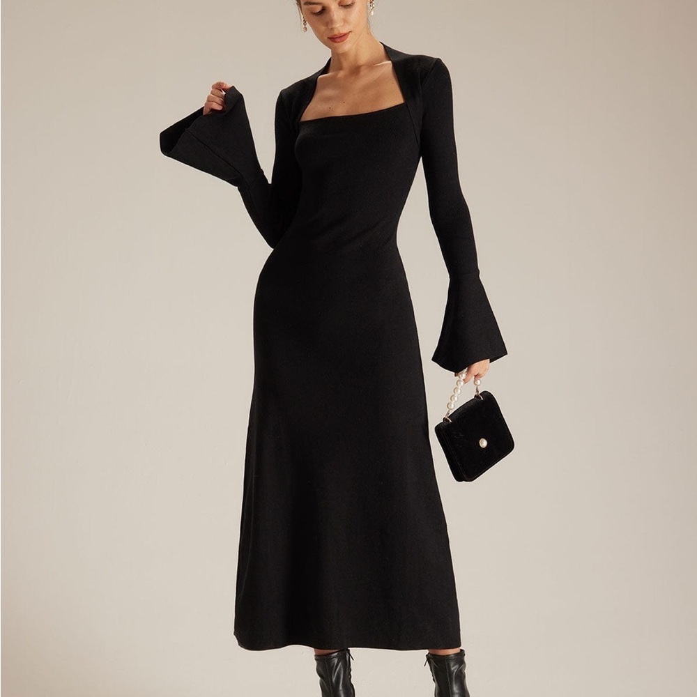 Elegant Black Long Sleeve Dress